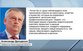 Александр Дрозденко поздравил ленинградцев с Днём энергетика