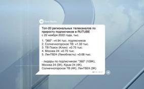 ЛенТВ24 вошел в ТOП-5 региональных телеканалов по приросту подписчиков в Rutube