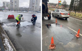 В Сосновом Бору дорожники выполняют ямочный ремонт покрытия