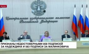 Признаны недостоверными 858 подписей за Надеждина и 583 подписи за Малинковича