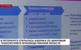 В Петербурге открылась фабрика по цифровым технологиям в производственной области