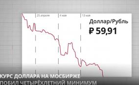 Курс доллара на Московской бирже опустился до четырехлетних
минимумов