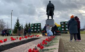 У мемориала «Большое Заречье» почтили память жителей ленинградских деревень, сожженных фашистами